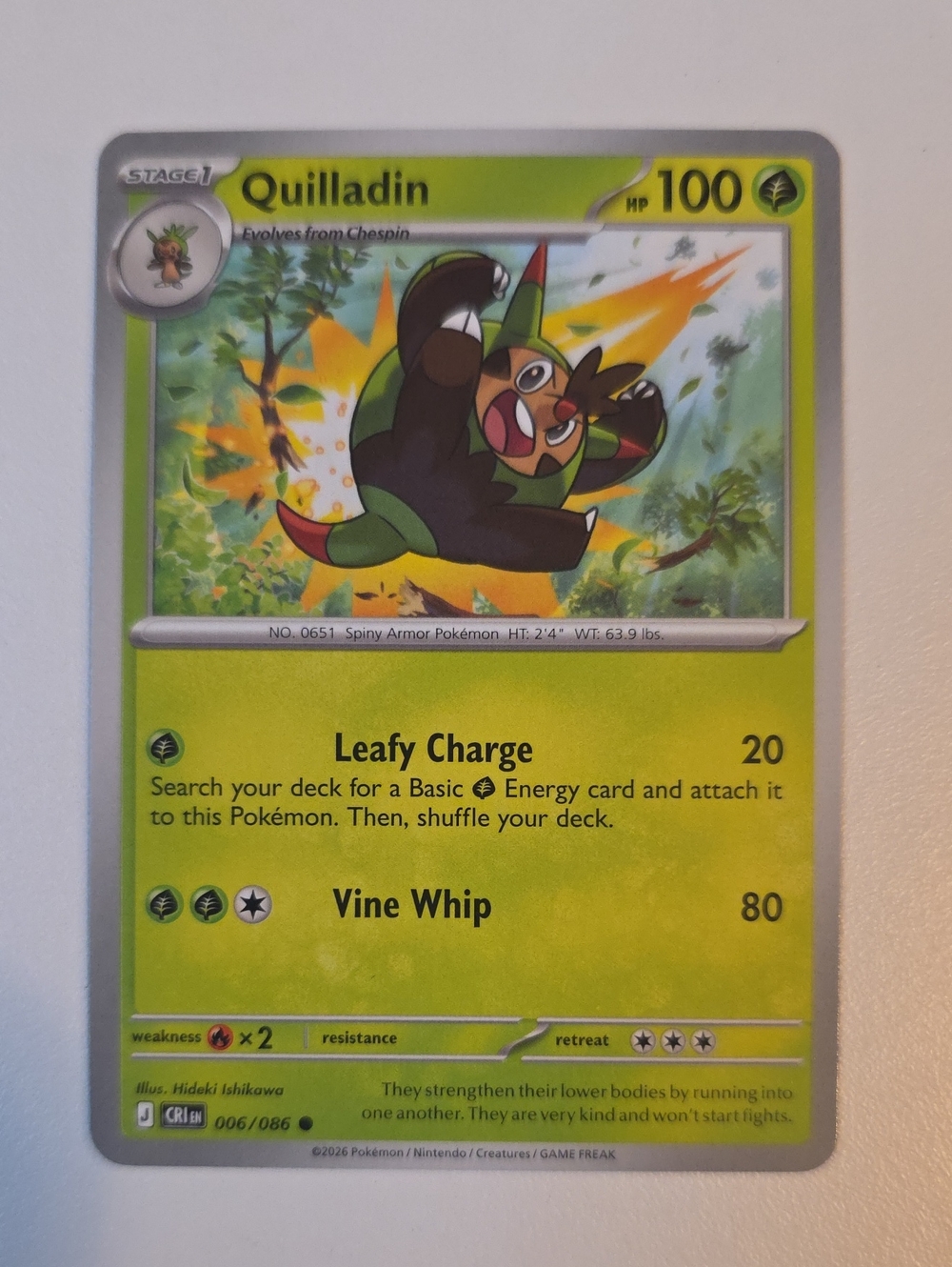 Pokemon Quilladin Trading Card